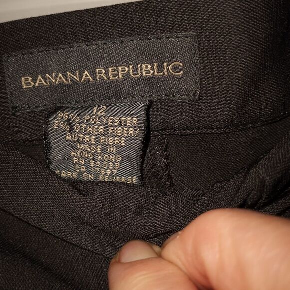 Banana Republic 12 Full Length Black Zipper Pockets Cord Women's Dress Pants - Picture 2 of 10